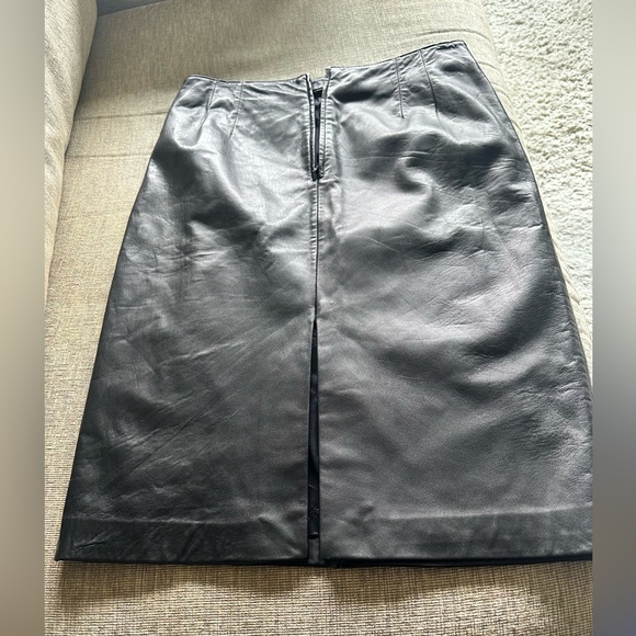 Siena Studio Black Leather Midi Skirt Size 8 - Picture 3 of 8